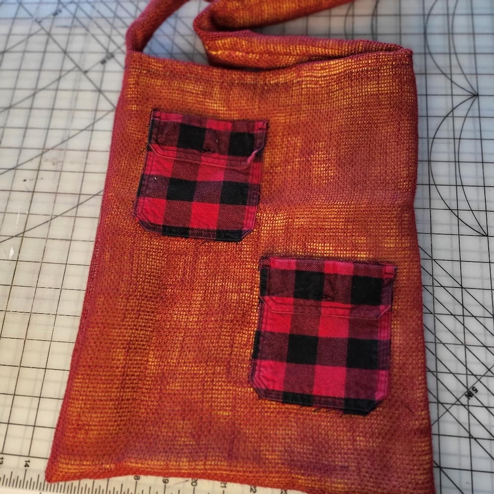Hand sewed Burlap purse.